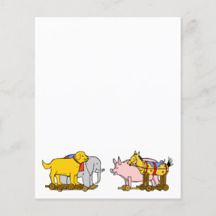 Prospectus 11,4 Cm X 14,2 Cm Chien de jouets vintage, Cheval, Cochon, Eléphant