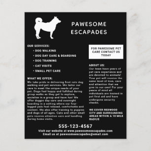 Prospectus 11,4 Cm X 14,2 Cm Chien Walker & Animal Sitter Noir