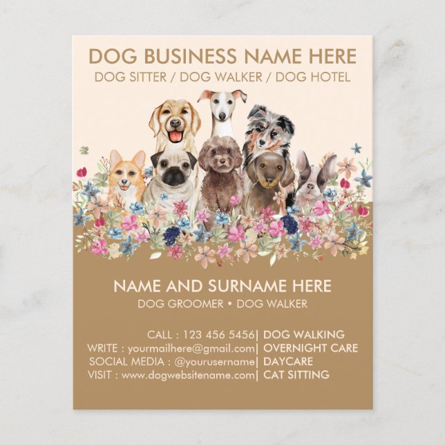 Prospectus 11,4 Cm X 14,2 Cm Chiens Botaniques Brun Beige (Devant)