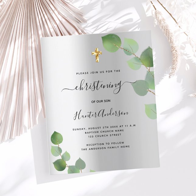 Prospectus 11,4 Cm X 14,2 Cm Christine argent eucalyptus invitation budget (Créateur téléchargé)