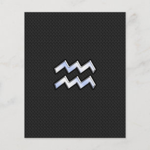 Prospectus 11,4 Cm X 14,2 Cm Chrome like Aquarius Zodiac Sign on snake