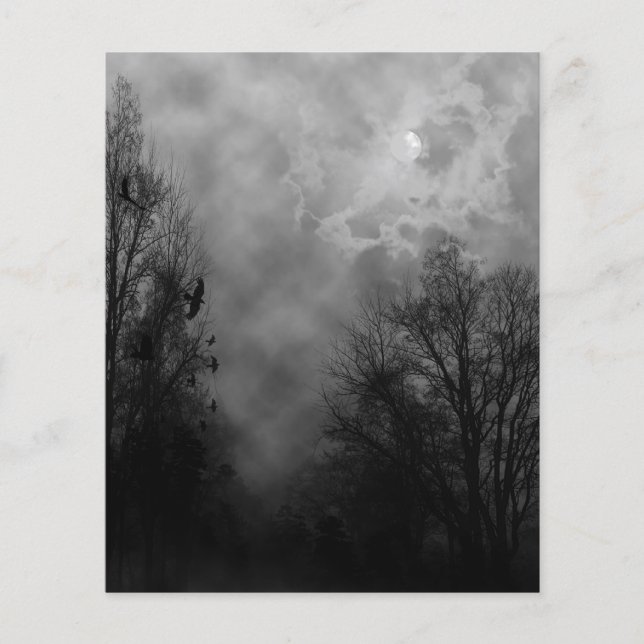 Prospectus 11,4 Cm X 14,2 Cm Ciel d'Halloween éffrayant avec prospectus Ravens (Devant)