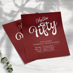 Prospectus 11,4 Cm X 14,2 Cm Cinquante Rouge Blanc Budget 50e Invitation Annive