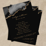 Prospectus 11,4 Cm X 14,2 Cm Circulaire Agate Noir et Or<br><div class="desc">élégant salon de beauté flyer</div>