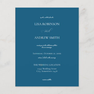 Prospectus 11,4 Cm X 14,2 Cm Circulaire Mariage de calligraphie bleu foncé Budg