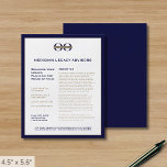 Prospectus 11,4 Cm X 14,2 Cm Circulaire promotionnelle avec logo<br><div class="desc">Un simple modèle de prospectus d'affaires bleu marine et or personnalisé dans un style minimaliste moderne qui peut être facilement mis à jour avec le logo de votre entreprise, les coordonnées et le texte personnalisé du prospectus. Idéal pour les produits marketing, les services, les promotions, les prix d'évènements, et plus...</div>