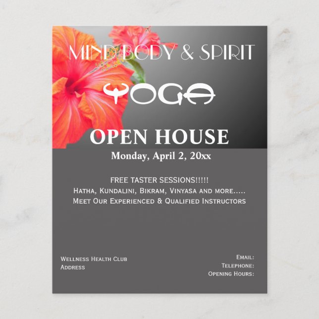 Prospectus 11,4 Cm X 14,2 Cm Circulaire Red Hibiscus Yoga A5 (Devant)