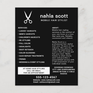 Prospectus 11,4 Cm X 14,2 Cm Ciseaux de la liste des cheveux mobiles Noir moder