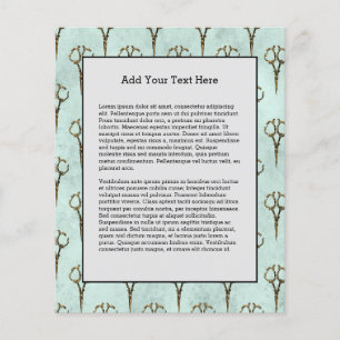 Prospectus 11,4 Cm X 14,2 Cm Ciseaux Dorés Antiques Coiffeur Vintage Coupe de C