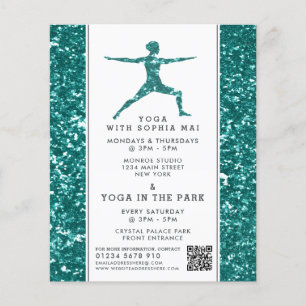 Prospectus 11,4 Cm X 14,2 Cm Classe de Yoga Parties scintillant Aqua tendance P