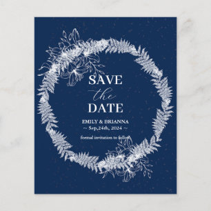 Prospectus 11,4 Cm X 14,2 Cm Classic Elegant Marine mariage bleu Enregistrer la