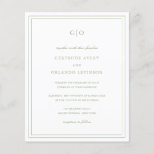 Prospectus 11,4 Cm X 14,2 Cm Classic Sage Green Élégant Mariage Invitation