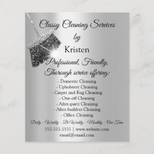Prospectus 11,4 Cm X 14,2 Cm Classy Cleaning Services House Keeping Gray Silver
