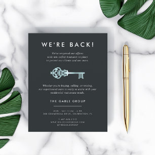 Prospectus 11,4 Cm X 14,2 Cm Clé vintage   Réouverture de l'entreprise immobili