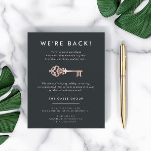 Prospectus 11,4 Cm X 14,2 Cm Clé vintage   Réouverture de l'entreprise immobili