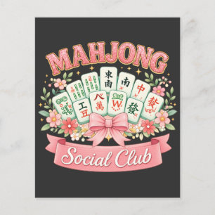 Prospectus 11,4 Cm X 14,2 Cm Club Social de Mahjong Ruban Floral Rose