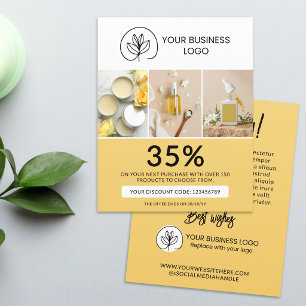 Prospectus 11,4 Cm X 14,2 Cm Code de réduction marketing jaune élégant