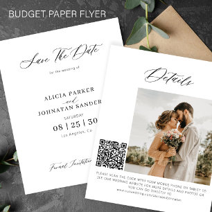 Prospectus 11,4 Cm X 14,2 Cm Code QR budget élégant photo mariage save the date