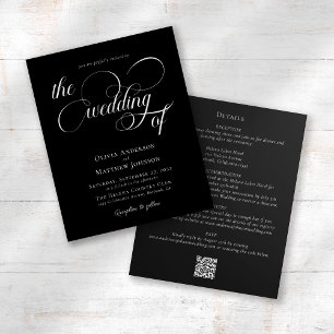 Prospectus 11,4 Cm X 14,2 Cm Code QR calligraphié Invitation de mariage tout-en