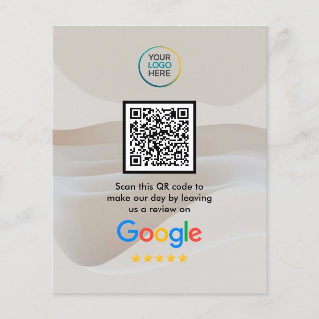 Prospectus 11,4 Cm X 14,2 Cm Code QR de critiques Google personnalisé  (Devant)
