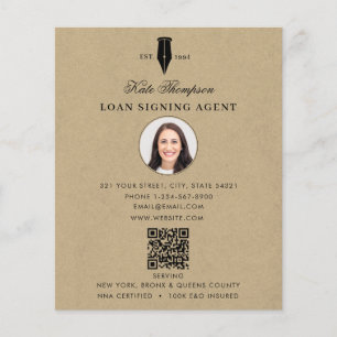 Prospectus 11,4 Cm X 14,2 Cm Code QR de l'agent de signature de notaire Photo K