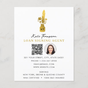 Prospectus 11,4 Cm X 14,2 Cm Code QR de l'agent de signature notariale Plume bo
