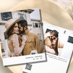 Prospectus 11,4 Cm X 14,2 Cm Code QR de mariage simple budget Save the Date ave