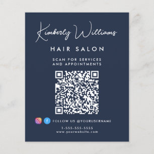 Prospectus 11,4 Cm X 14,2 Cm Code QR de signature commerciale en bleu promotion