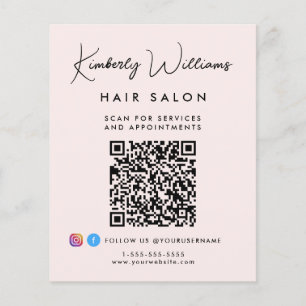 Prospectus 11,4 Cm X 14,2 Cm Code QR de signature commerciale rose promotionnel