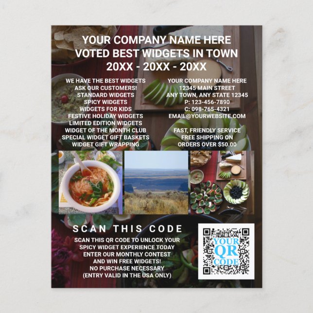 Prospectus 11,4 Cm X 14,2 Cm Code QR publicitaire personnalisé pour entreprises (Devant)