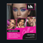 Prospectus 11,4 Cm X 14,2 Cm Collage photo rose chaud Logo de maquillage QR pro<br><div class="desc">Flyer recto verso pour un maquilleur, un peintre à ongles, un styliste de cheveux ou une profession similaire où vous devez présenter votre travail dans un collage photo rétro avec des bordures rose vif et arrière - plan rose vif. Personnalisez avec votre logo et sur le dos une photo supplémentaire...</div>