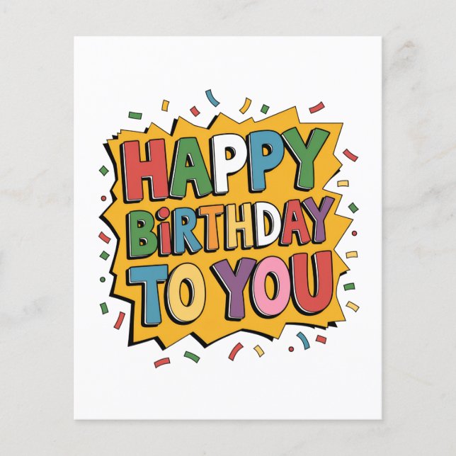 Prospectus 11,4 Cm X 14,2 Cm Comic Burst Joyeux Anniversaire (Devant)