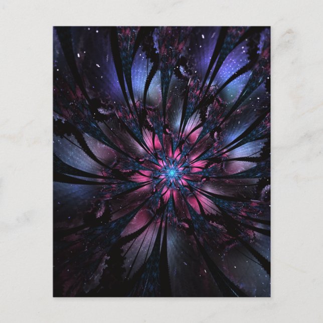 Prospectus 11,4 Cm X 14,2 Cm Conception Abstraite des fleurs fractales. (Devant)