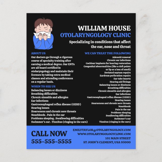 Prospectus 11,4 Cm X 14,2 Cm Conception de l'allergie, Otolaryngologiste, Otola (Devant)