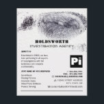 Prospectus 11,4 Cm X 14,2 Cm Conception d'empreintes digitales, Inspecteur priv<br><div class="desc">Fingerprint Design,  Détective Privée Circulaire de l'Enquêteur par The Carte de visite Store.</div>