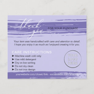 Prospectus 11,4 Cm X 14,2 Cm Conseils de lavage Merci violet Conseils de soins