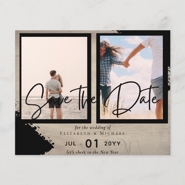 Prospectus 11,4 Cm X 14,2 Cm Contemporary Photo Save Dates Engagement  (Devant)