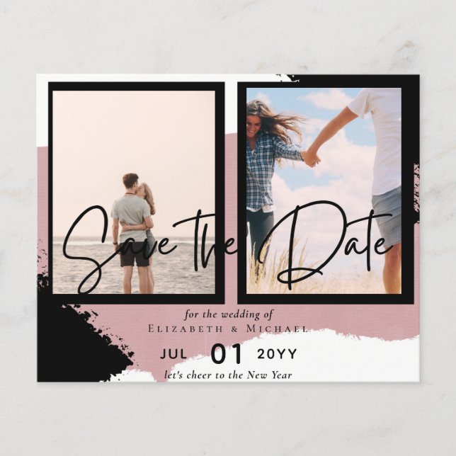 Prospectus 11,4 Cm X 14,2 Cm Contemporary Photo Save Dates Engagement  (Devant)