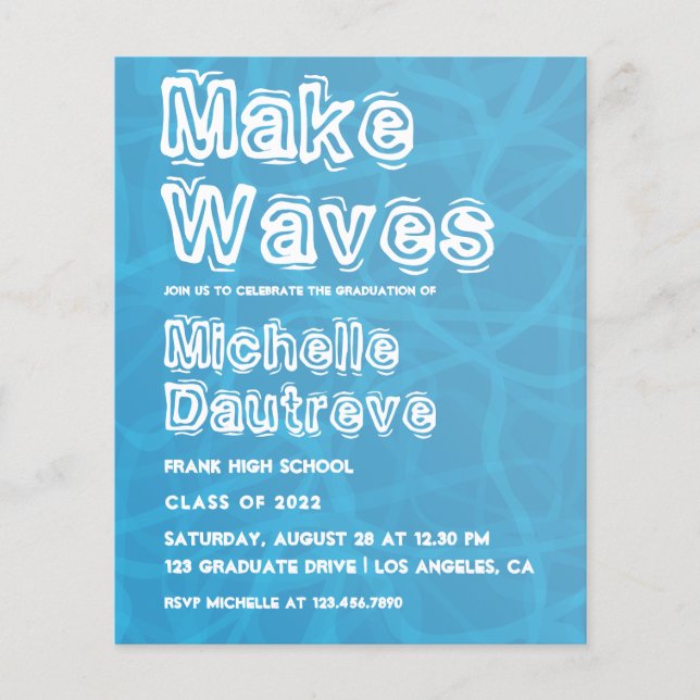 Prospectus 11,4 Cm X 14,2 Cm Cool Surfer Graduation Party Photo (Devant)