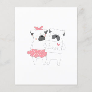 Prospectus 11,4 Cm X 14,2 Cm Couple Français Amour Bulldog AMOUREUX DES CHIEN