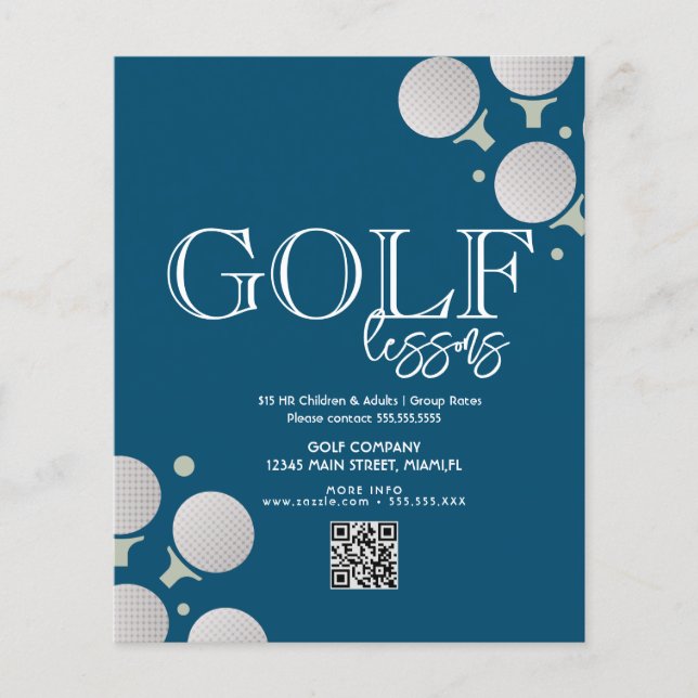 Prospectus 11,4 Cm X 14,2 Cm Cours de golf Enfants adultes Voyages d'affaires  (Devant)