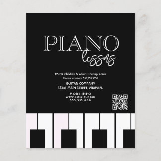 Prospectus 11,4 Cm X 14,2 Cm Cours de piano pour adultes Flyers d'entreprise