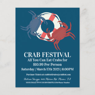 Prospectus 11,4 Cm X 14,2 Cm Crab Festival Crab Restaurant Collecte de fonds Ou