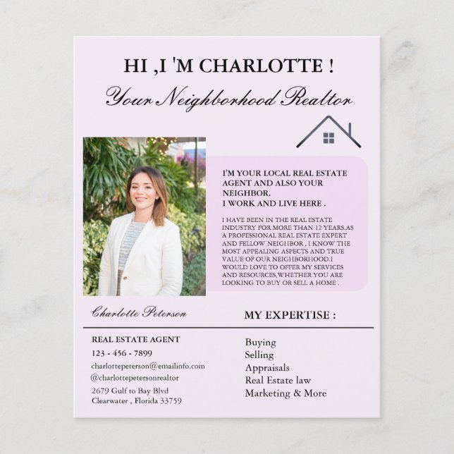 Prospectus 11,4 Cm X 14,2 Cm Création Immobilier Introduction Marketing (Devant)