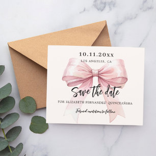 Prospectus 11,4 Cm X 14,2 Cm Crème arc rose Quinceanera Enregistrer la date