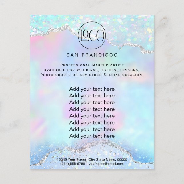 Prospectus 11,4 Cm X 14,2 Cm cristal opal FAUX iridescente Flyer (Devant)