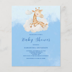 Prospectus 11,4 Cm X 14,2 Cm Cute Giraffe Boy Budget Baby shower Invitation