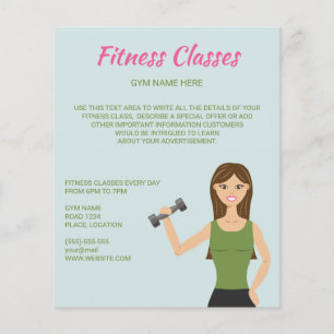 Prospectus 11,4 Cm X 14,2 Cm Cute Girl Illustration Fitness Classes Custom