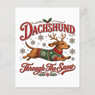 Prospectus 11,4 Cm X 14,2 Cm Dachshund à travers la neige
