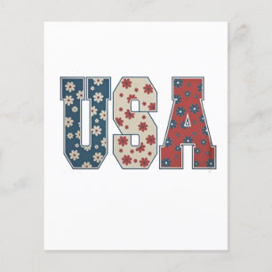 Prospectus 11,4 Cm X 14,2 Cm Daisy Flower USA Drapeau 4 juillet Patriotique